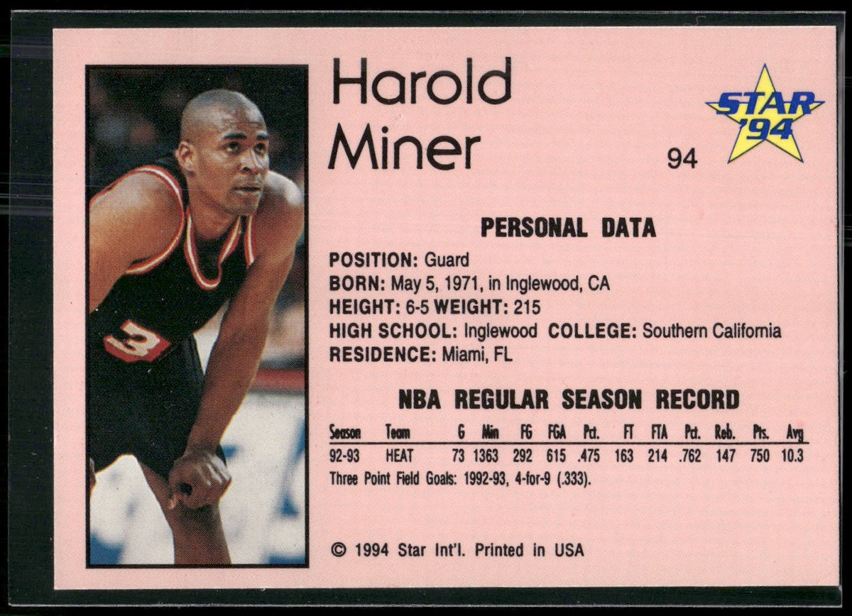 1993-94 Star #94 Harold Miner