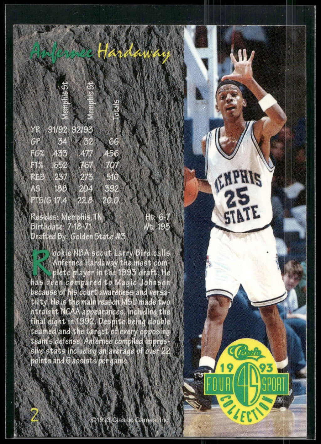 1993 Classic Four Sport #2 Anfernee Hardaway