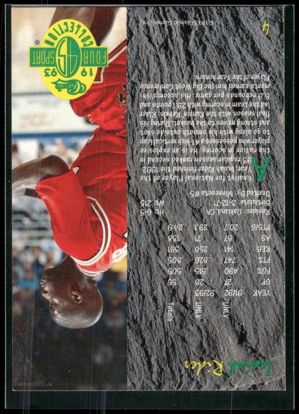 1993 Classic Four Sport #4 Isaiah Rider