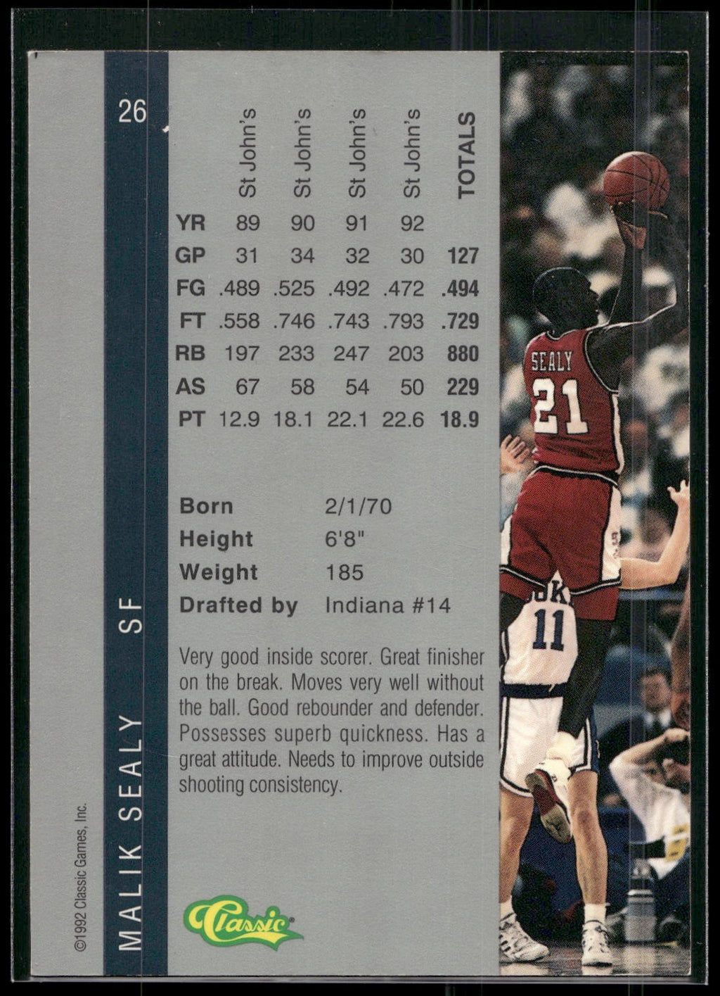 1992 Classic Four Sport #26 Malik Sealy