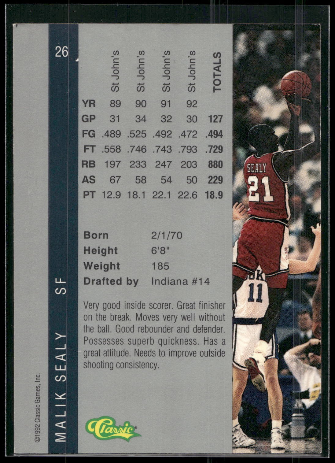 1992 Classic Four Sport #26 Malik Sealy