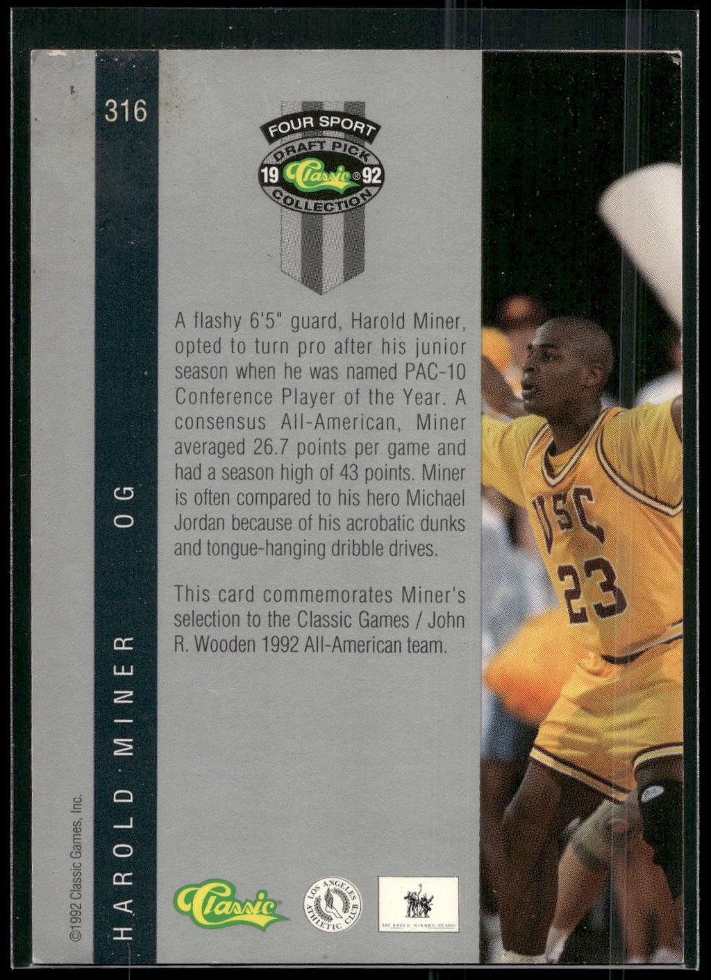 1992 Classic Four Sport #316 Harold Miner