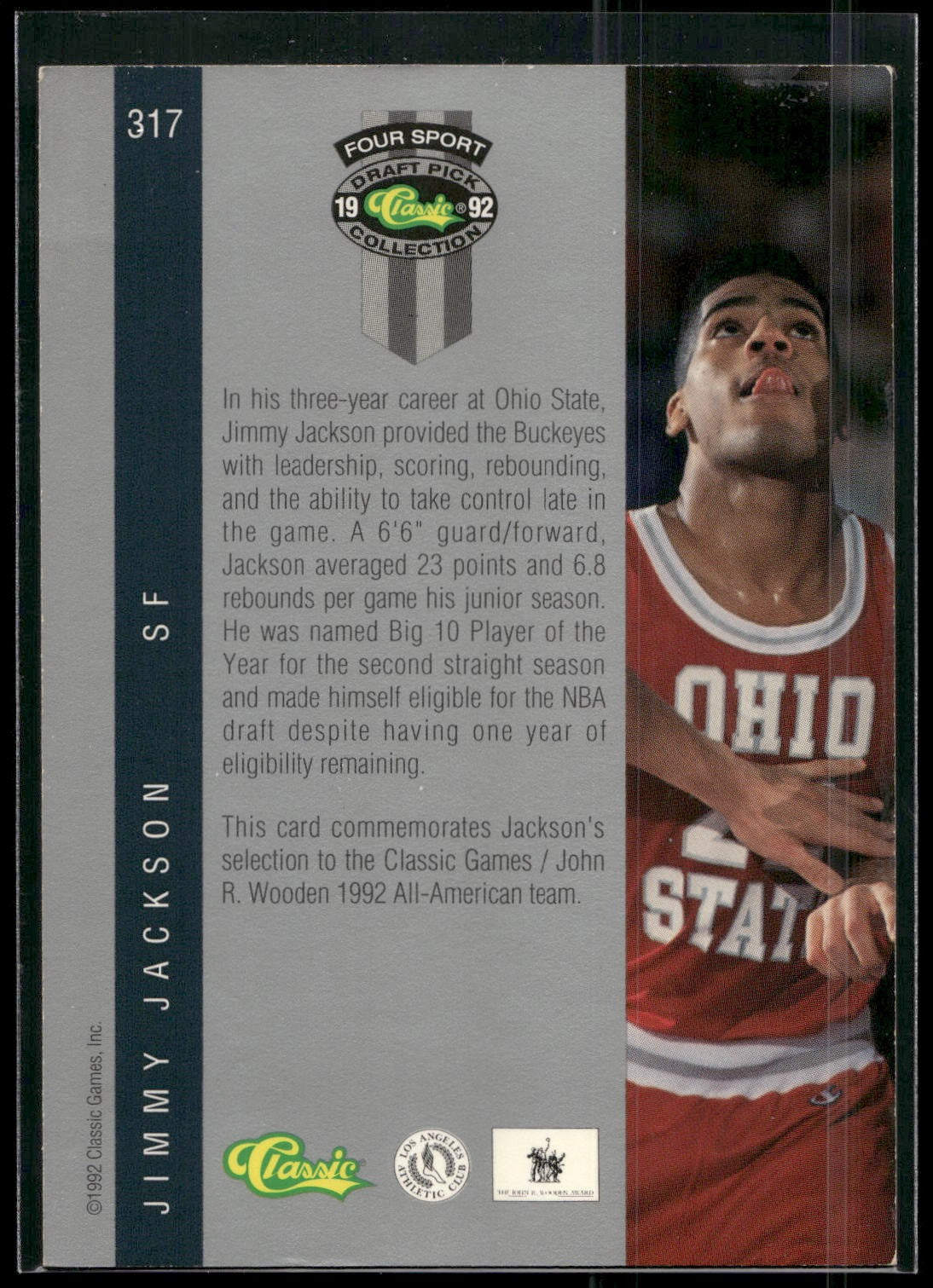 1992 Classic Four Sport #317 Jimmy Jackson
