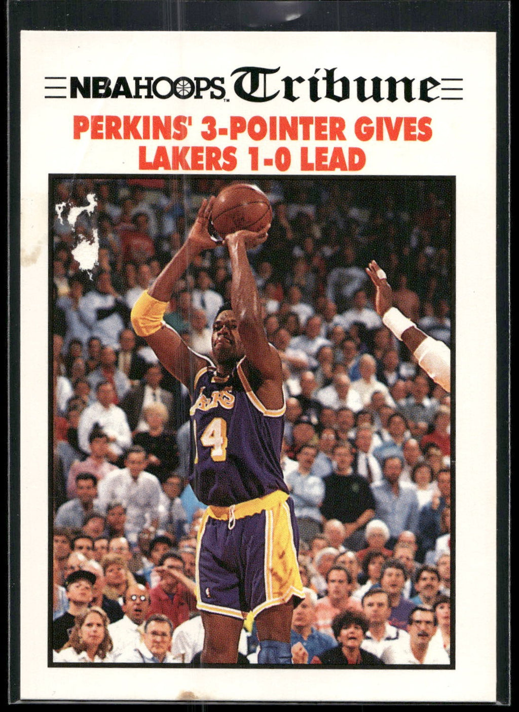 1991-92 Hoops #538 Perkins' 3-Pointer Gives Lakers 1-0 Lead TRIB,