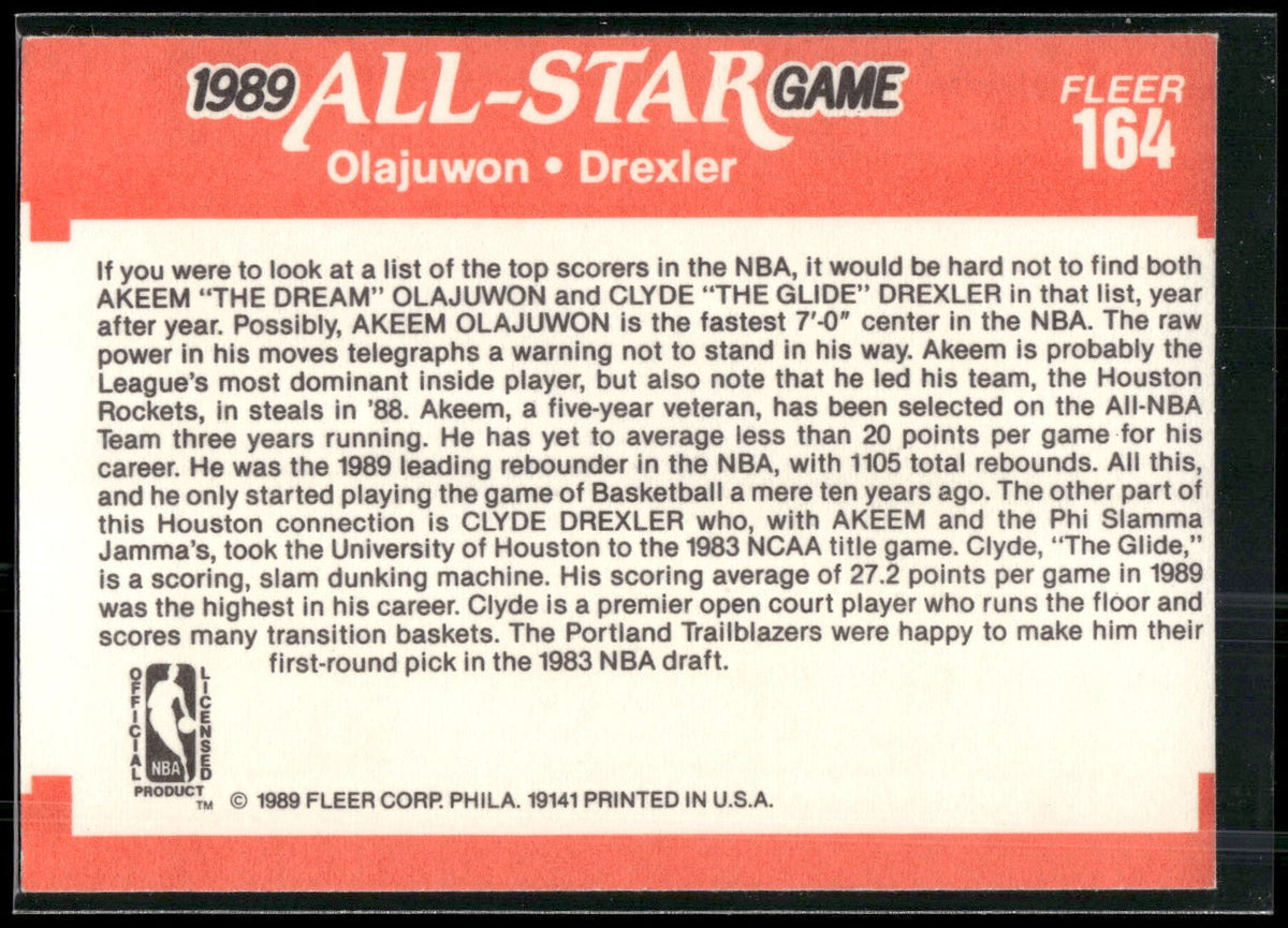 1989-90 Fleer #164 Akeem Olajuwon / Clyde Drexler