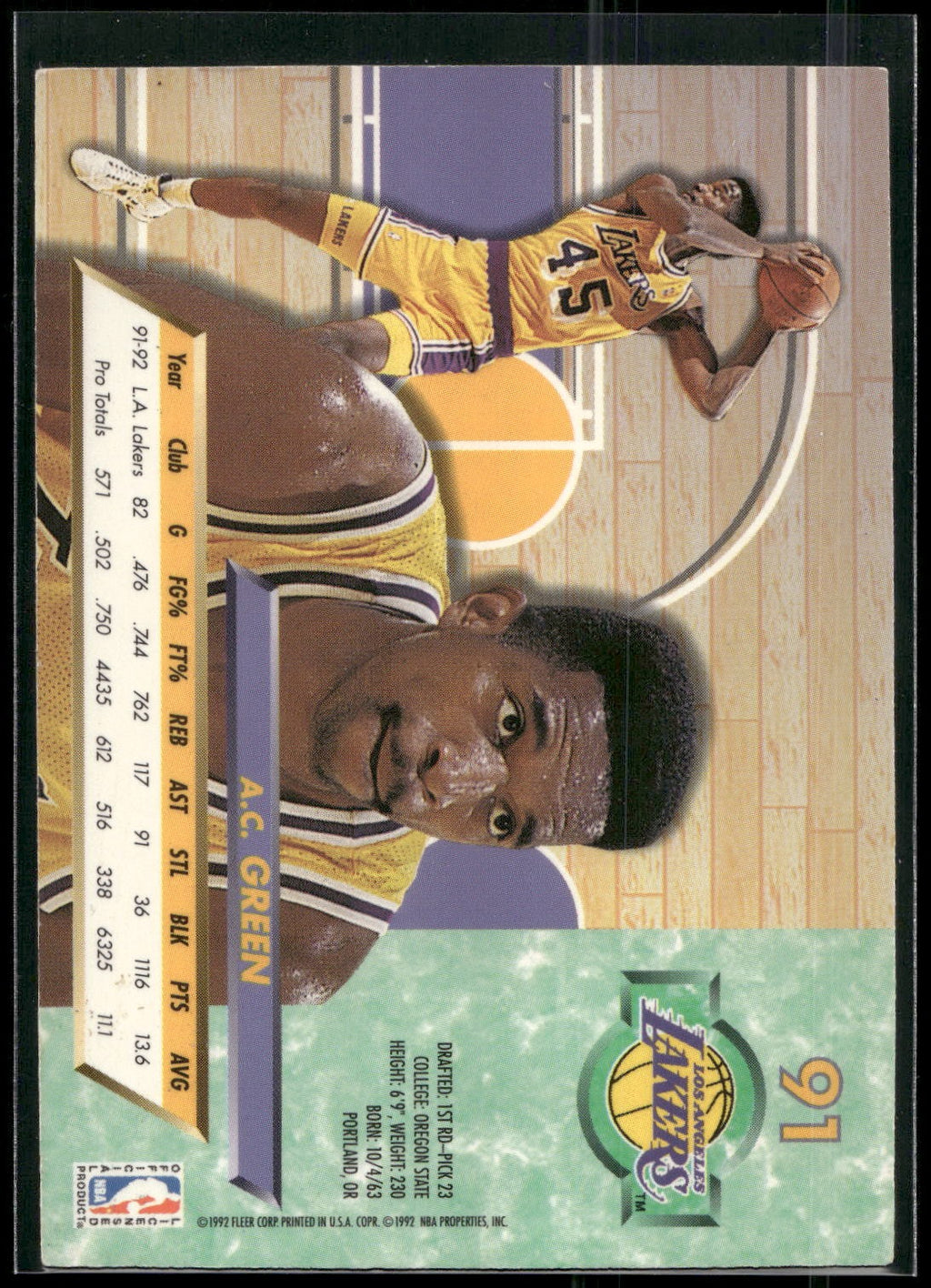 1992-93 Ultra #91 A.C. Green