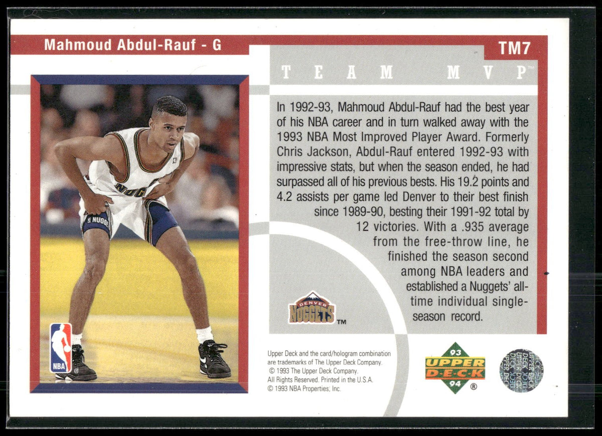 1993-94 Upper Deck #TM7 Mahmoud Abdul-Rauf Team MVP