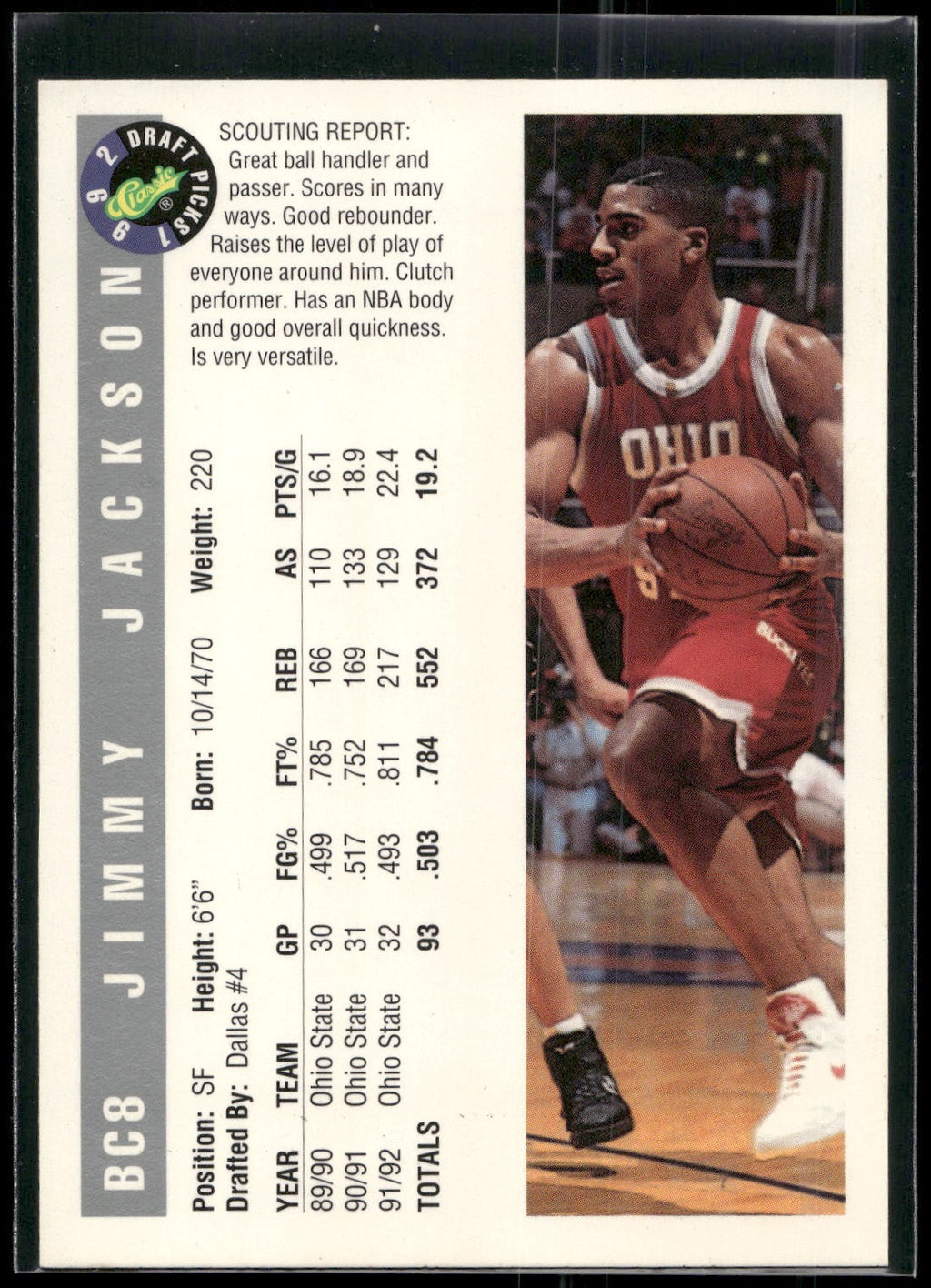 1992 Classic Draft Picks #BC8 Jimmy Jackson Magicians