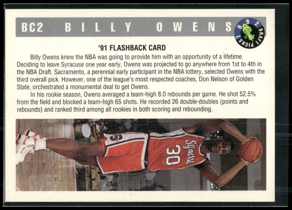 1992 Classic Draft Picks #BC2 Billy Owens Magicians