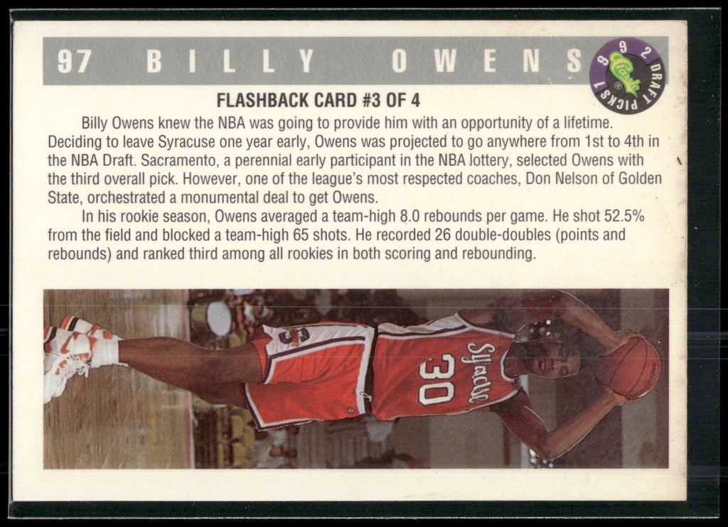 1992 Classic Draft Picks #97 Billy Owens