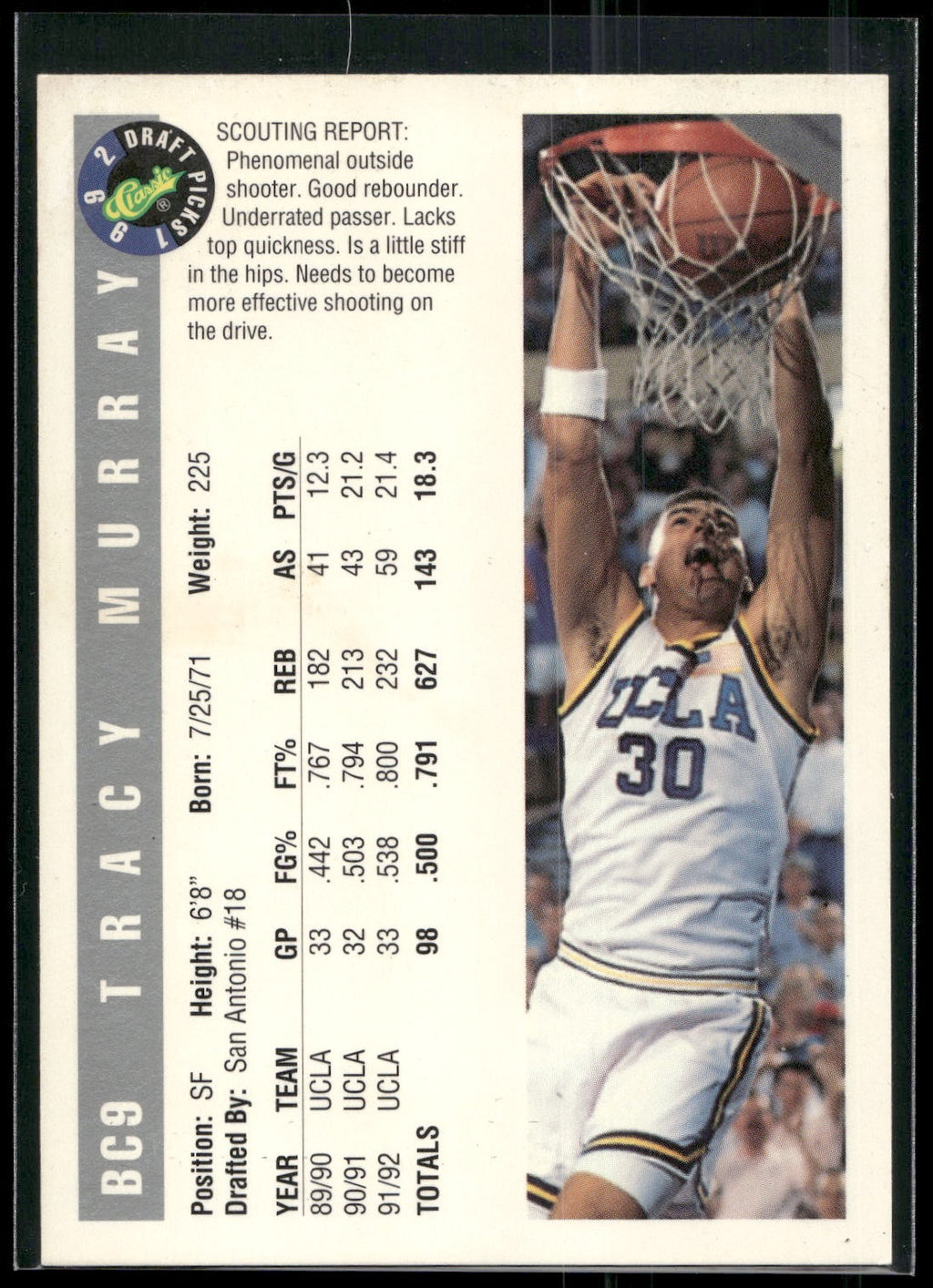1992 Classic Draft Picks #41 Tracy Murray