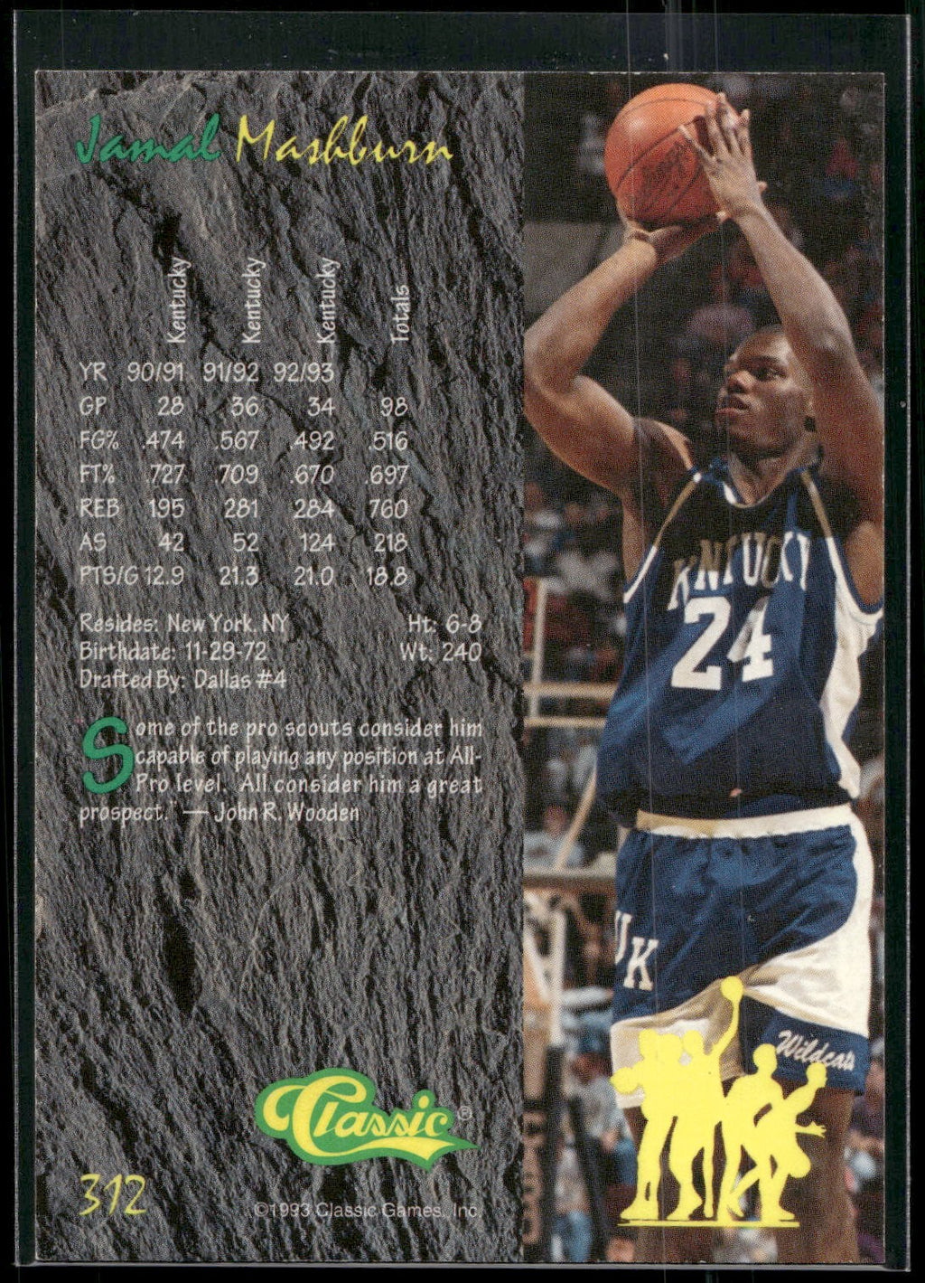 1993 Classic Four Sport #312 Jamal Mashburn