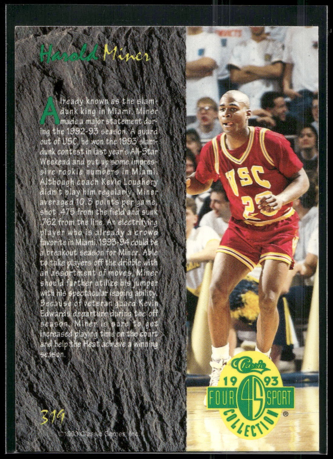 1993 Classic Four Sport #319 Harold Miner