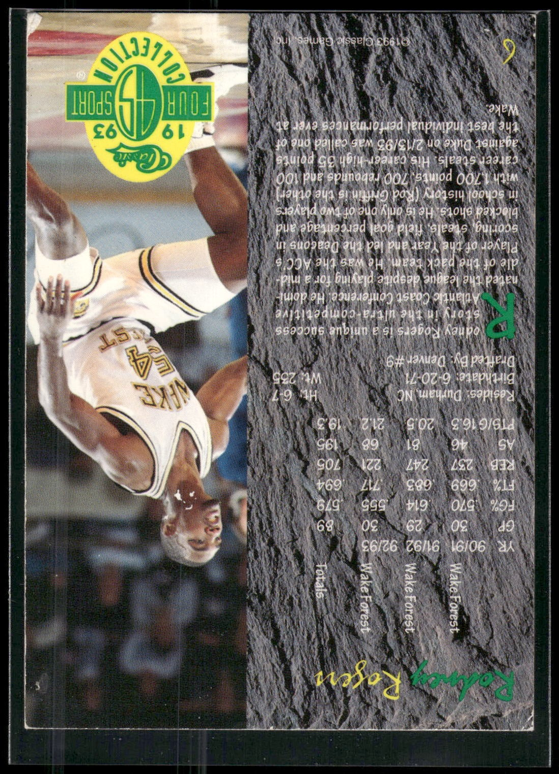 1993 Classic Four Sport #6 Rodney Rogers