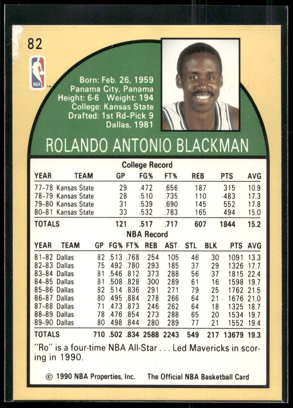 1990-91 Hoops #82 Rolando Blackman