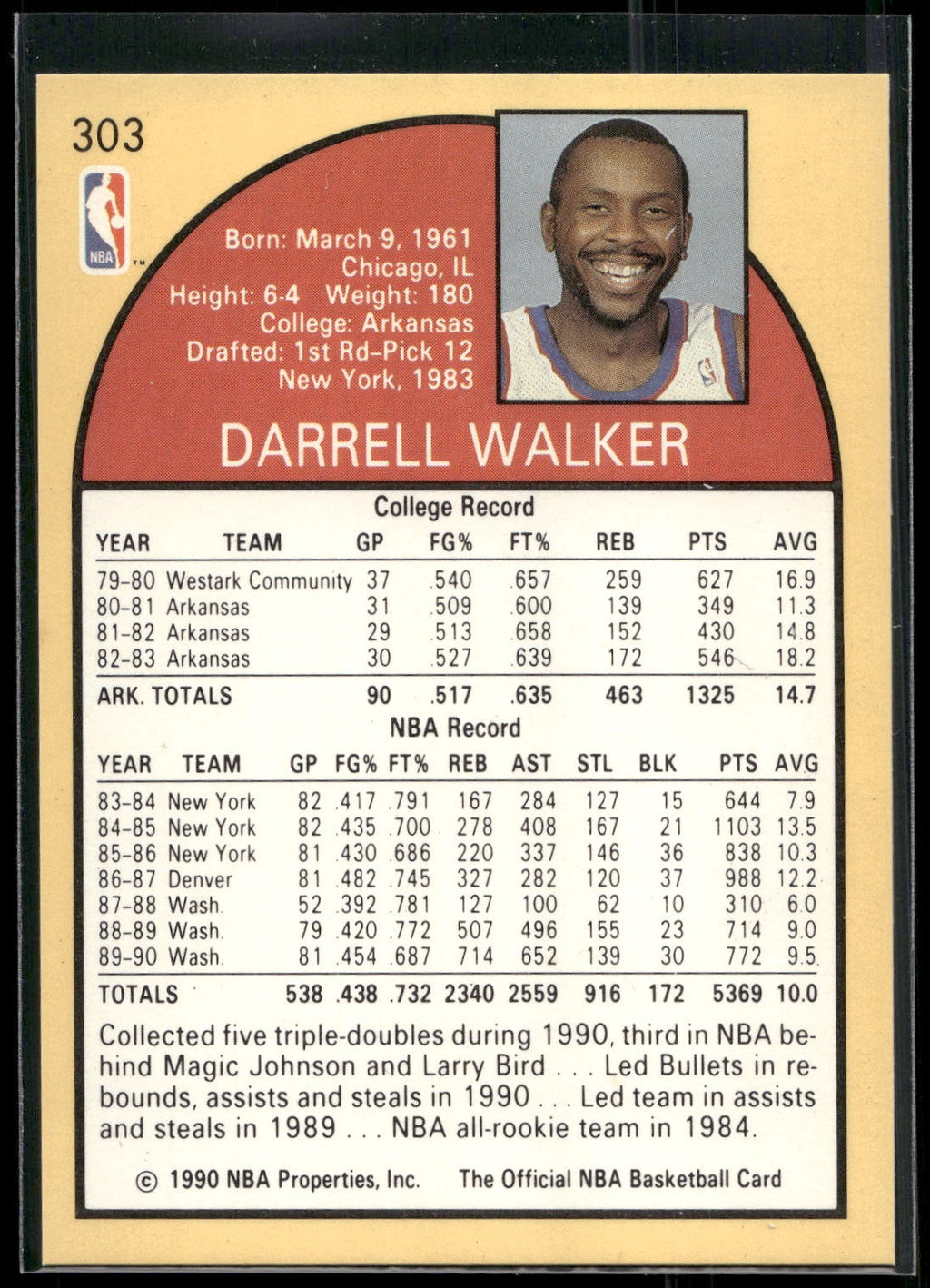 1990-91 Hoops #303 Darrell Walker