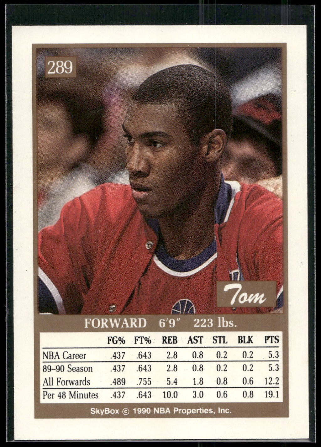 1990-91 SkyBox #289 Tom Hammonds