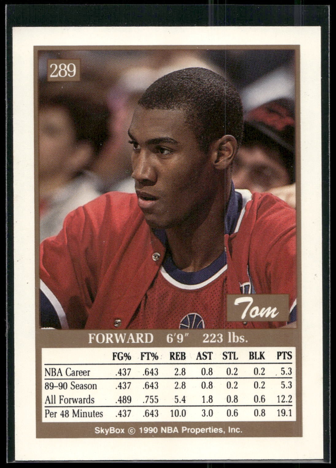 1990-91 SkyBox #289 Tom Hammonds