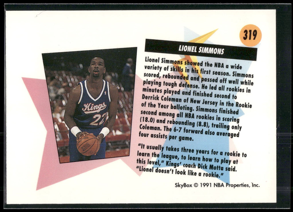 1991-92 SkyBox #319 Lionel Simmons