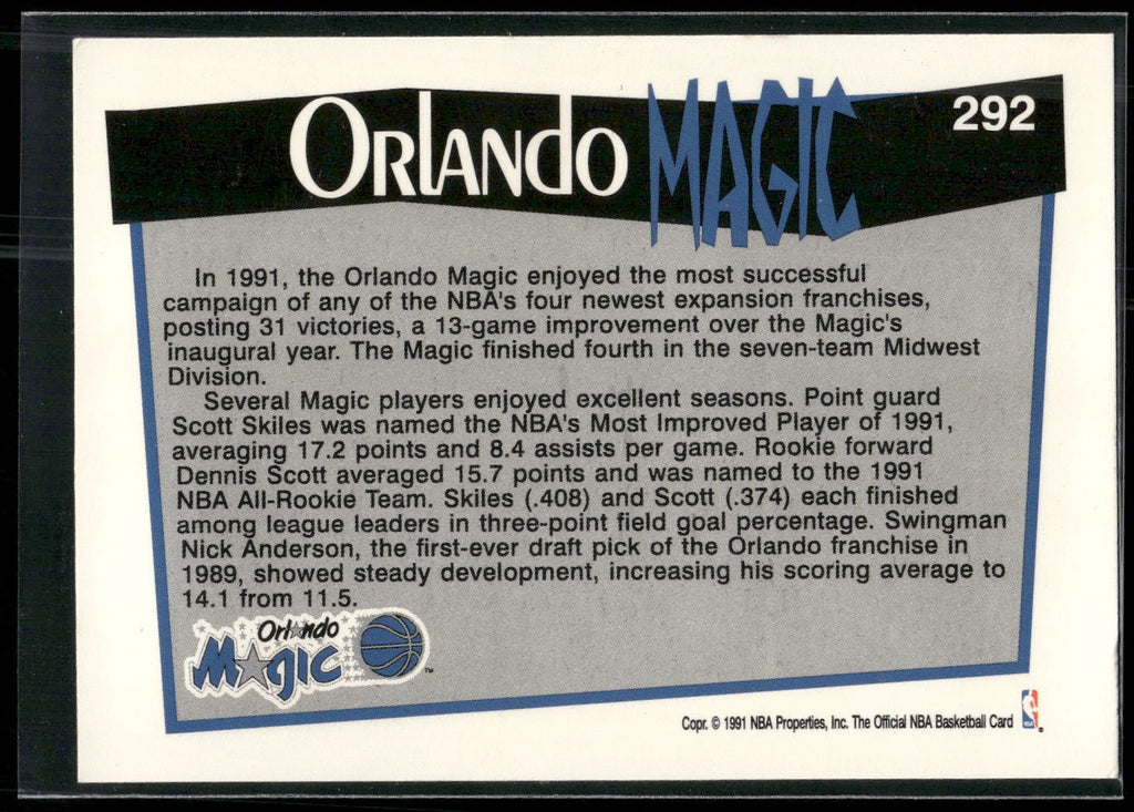 1991-92 Hoops #292 Orlando Magic