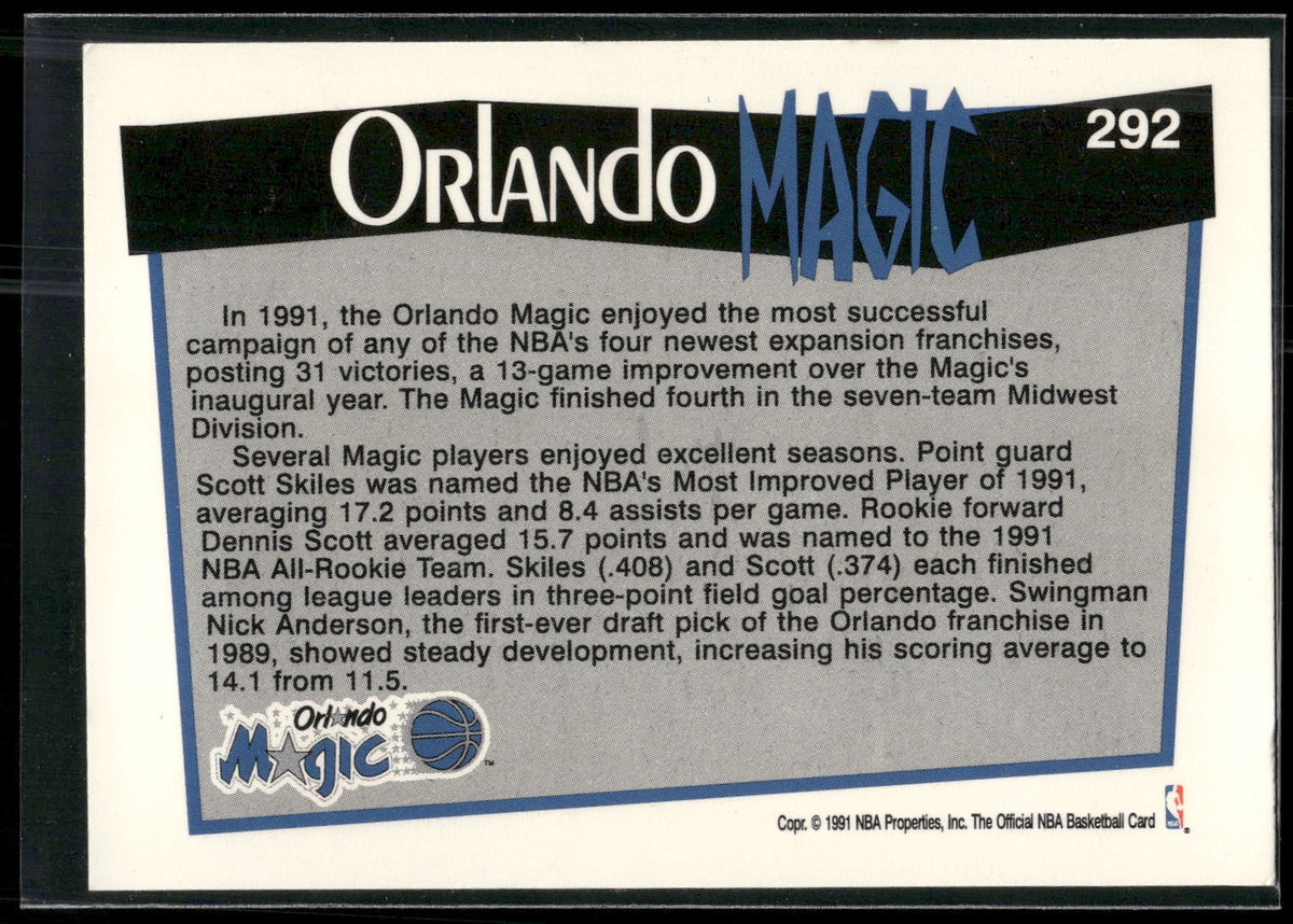 1991-92 Hoops #292 Orlando Magic