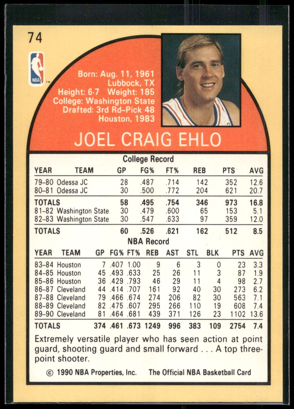 1990-91 Hoops #74 Craig Ehlo