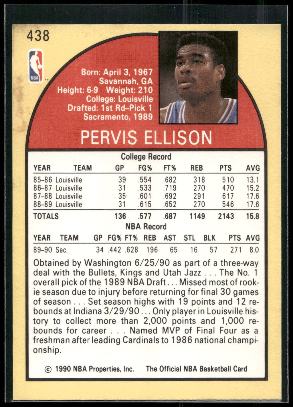 1990-91 Hoops #438b Pervis Ellison