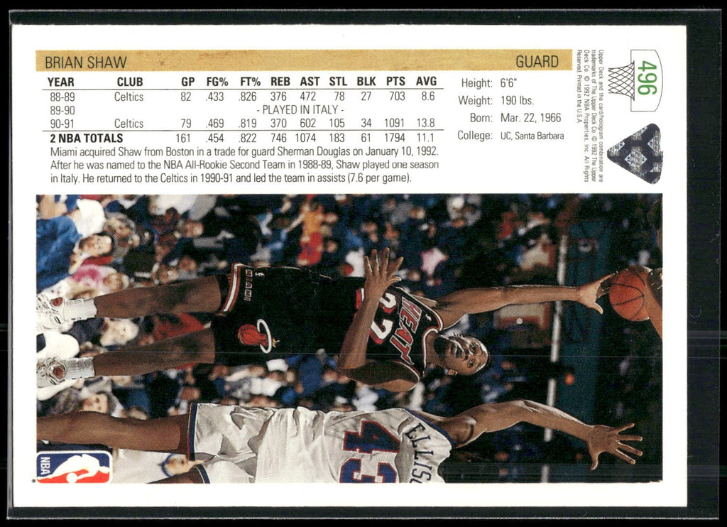 1991-92 Upper Deck #496 Brian Shaw