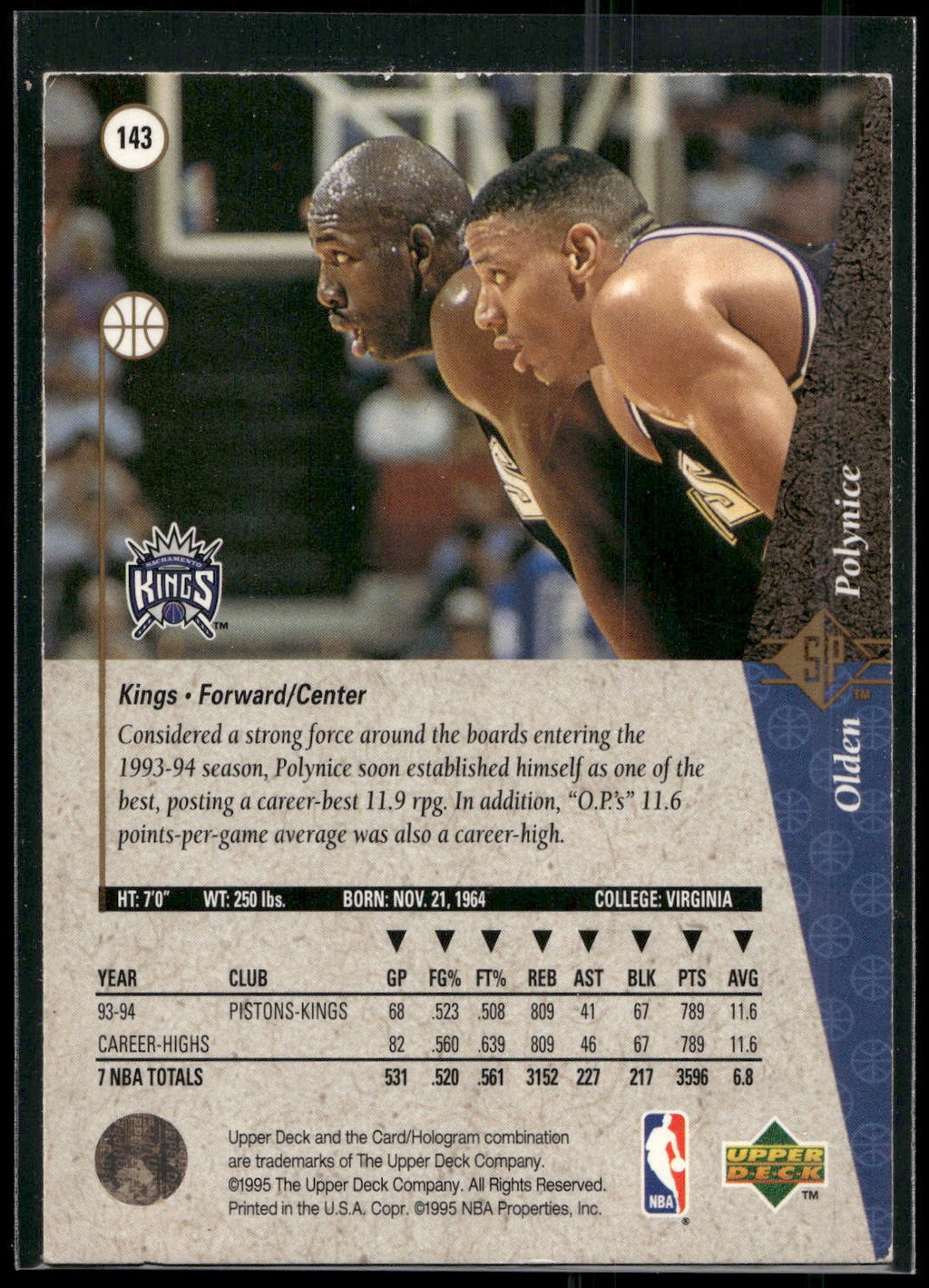 1994-95 SP #143 Olden Polynice