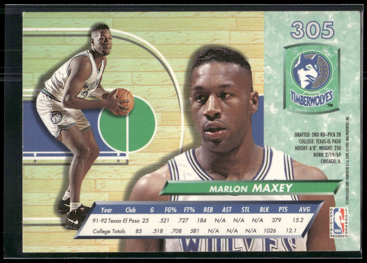 1992-93 Ultra #305 Marlon Maxey