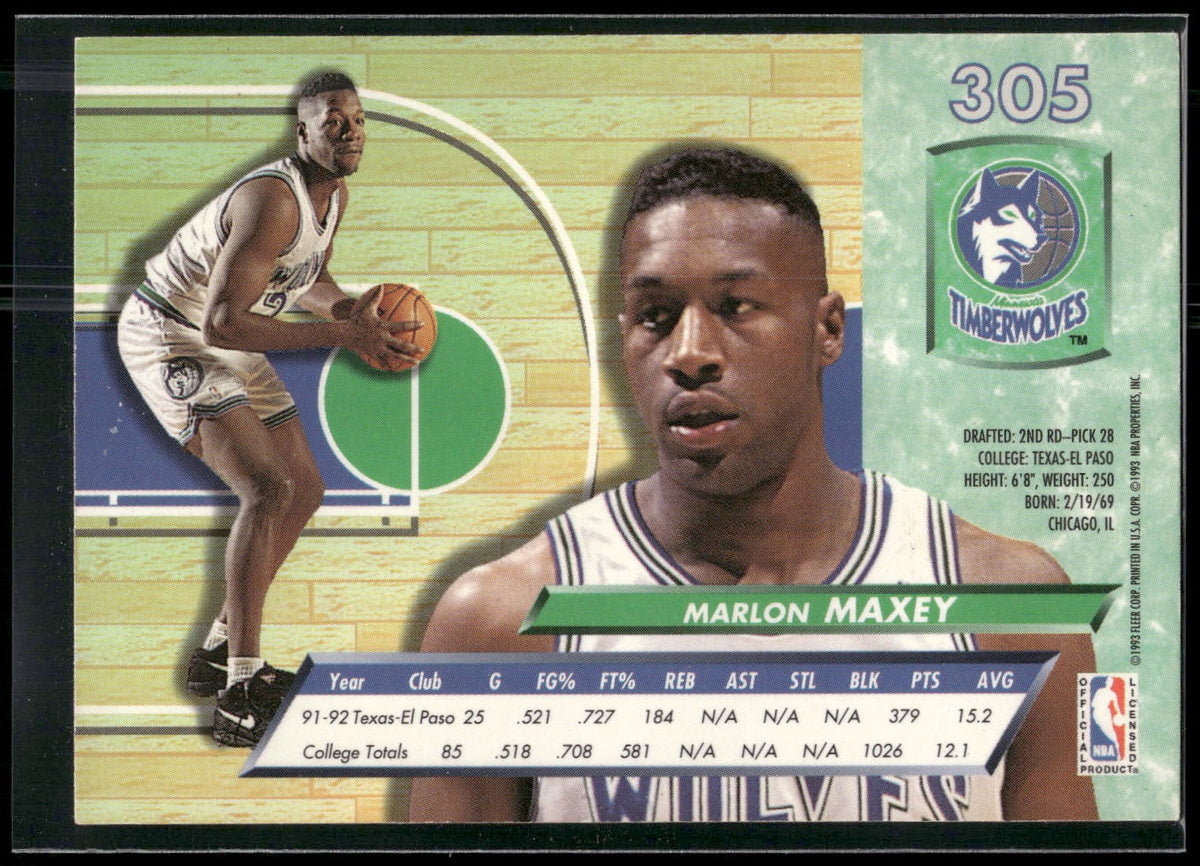 1992-93 Ultra #305 Marlon Maxey