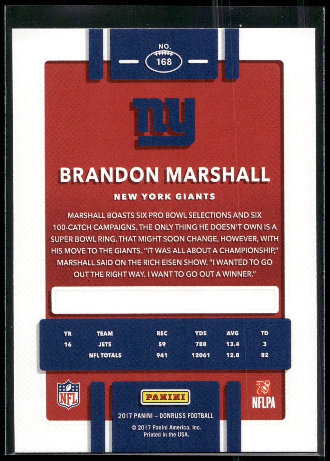 2017 Donruss #168 Brandon Marshall