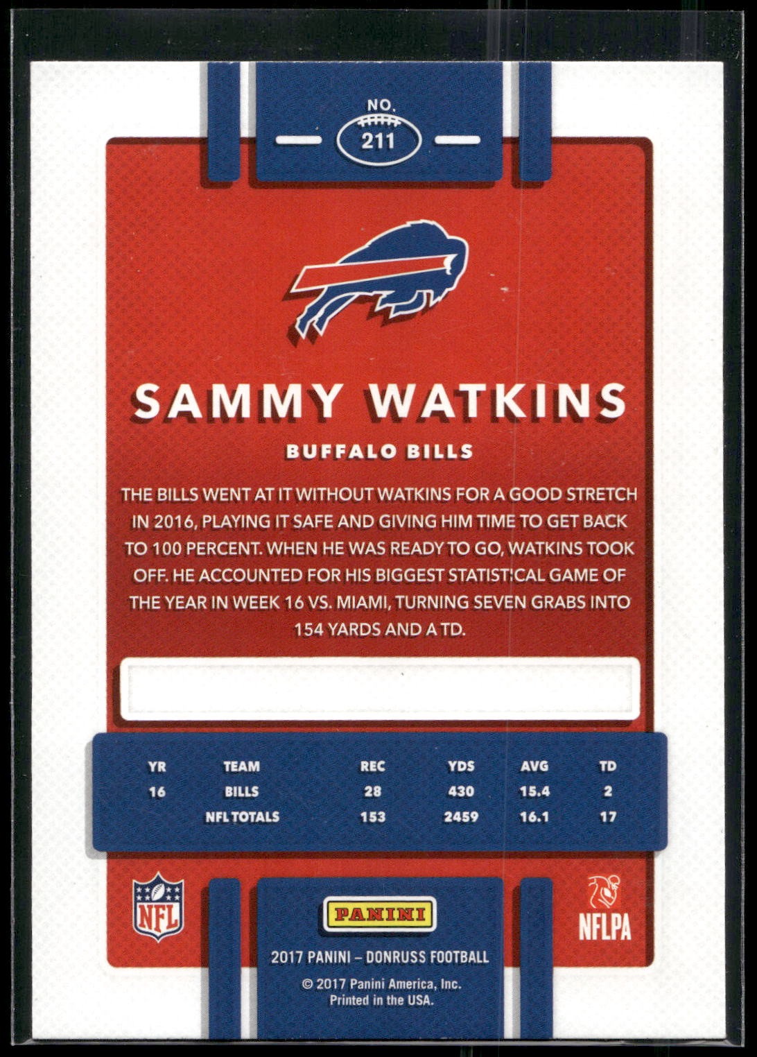 2017 Donruss #211 Sammy Watkins