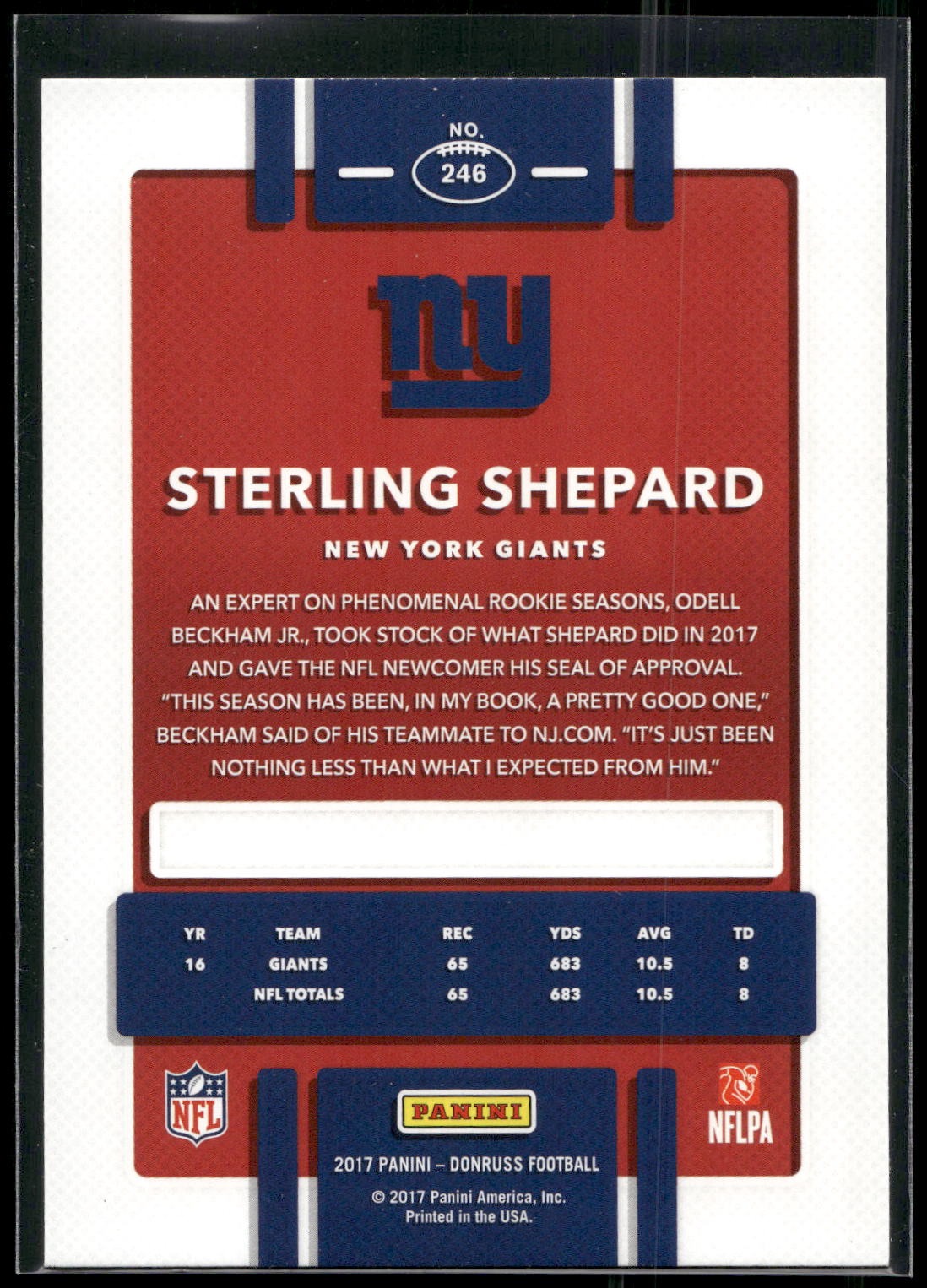 2017 Donruss #246 Sterling Shepard