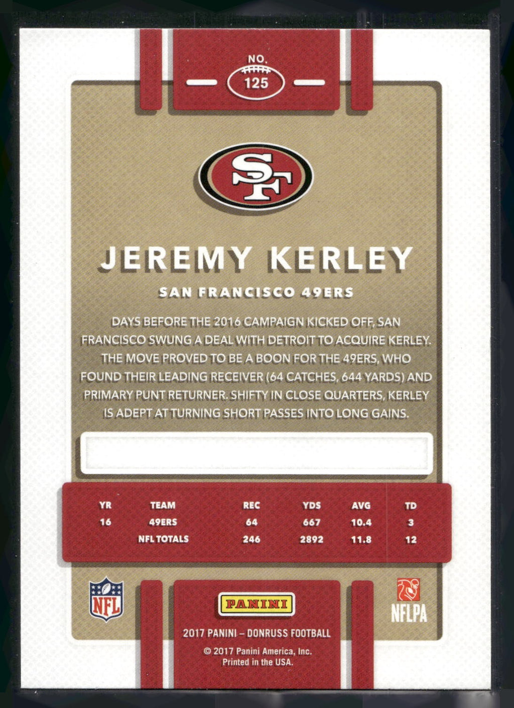2017 Donruss #125 Jeremy Kerley