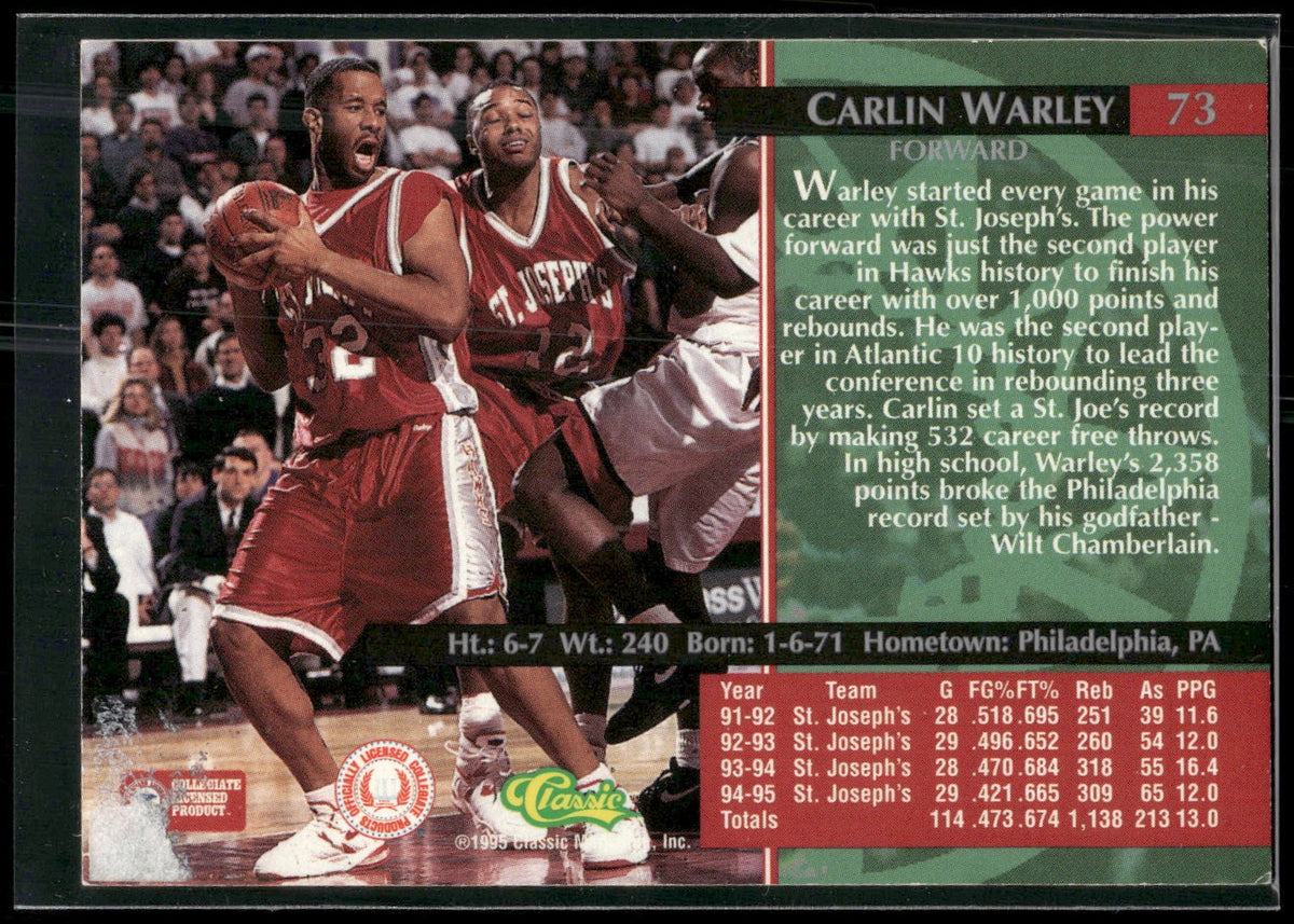 1995 Classic Rookies #73 Carlin Warley