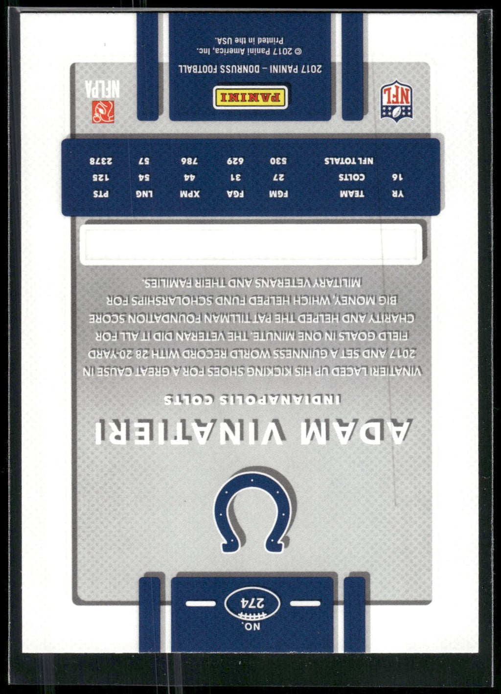 2017 Donruss #274 Adam Vinatieri