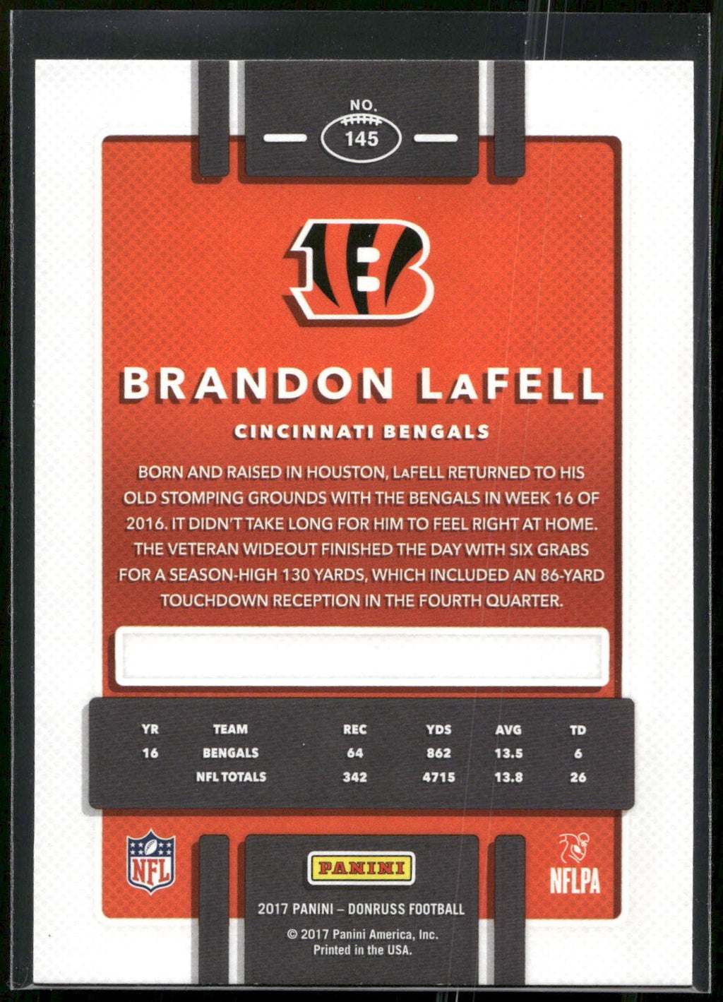 2017 Donruss #145 Brandon LaFell