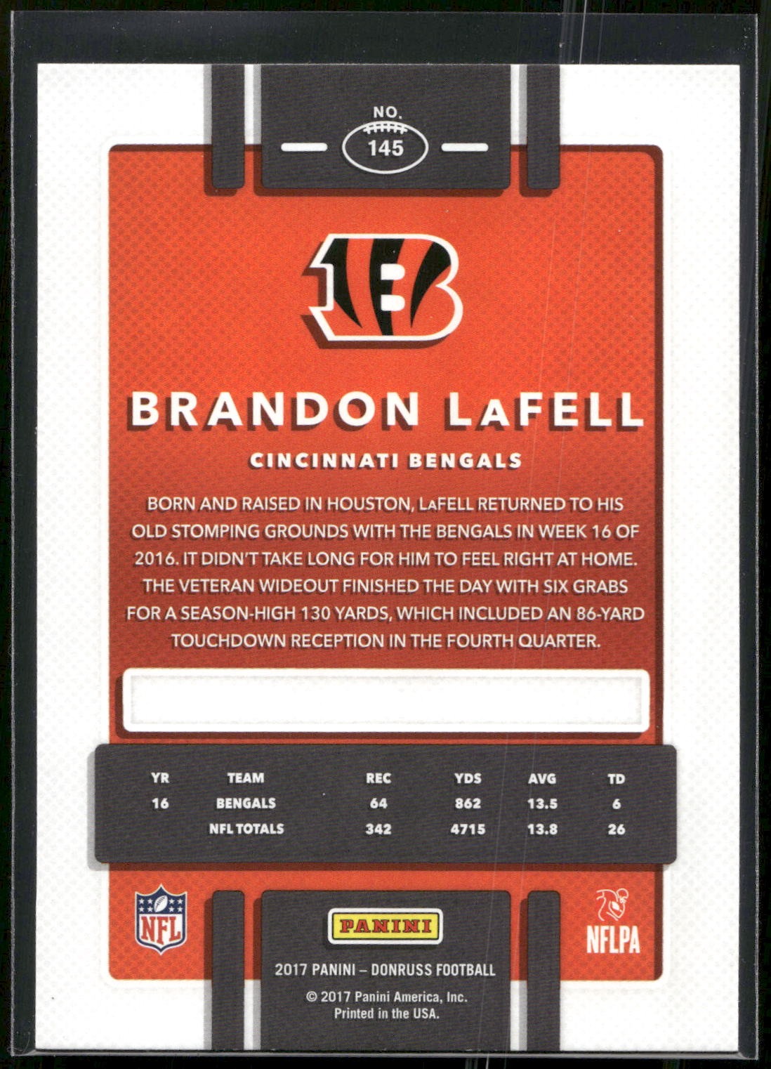 2017 Donruss #145 Brandon LaFell