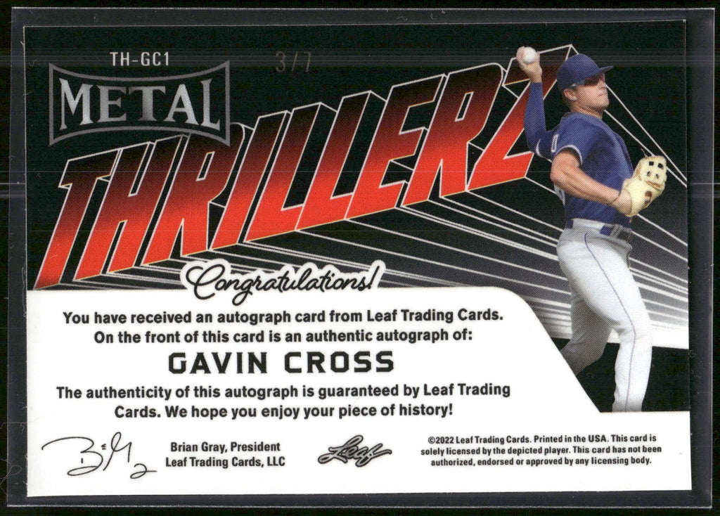 2022 Leaf Metal #FT-GC1 Gavin Cross Flight 2023 To.. Autographs Silver Prismatic