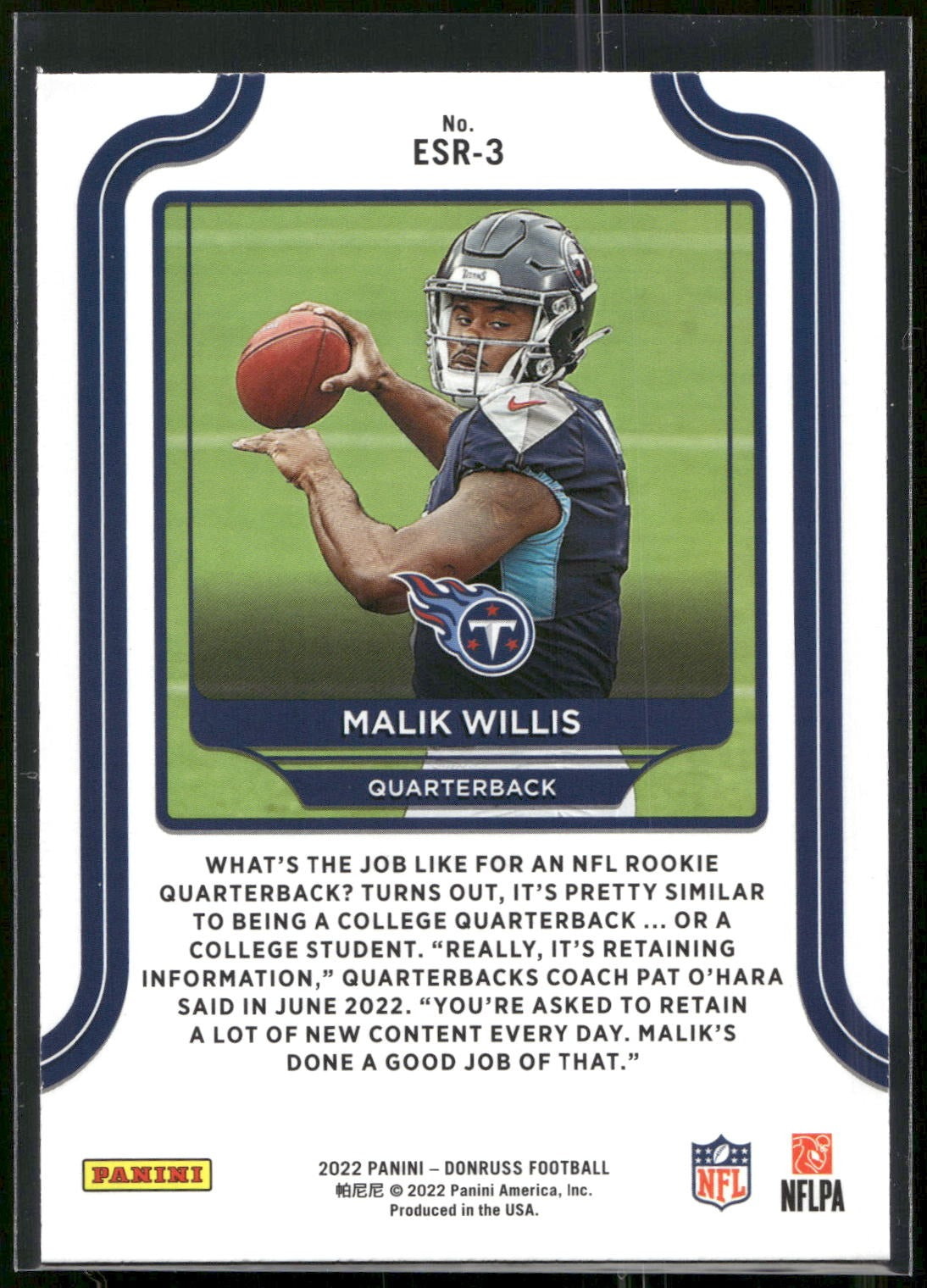 2022 Donruss #ESR-3 Malik Willis Elite Series Rookies