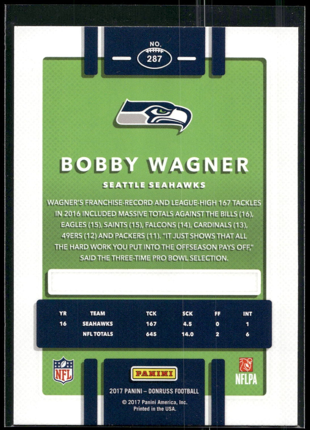 2017 Donruss #287 Bobby Wagner