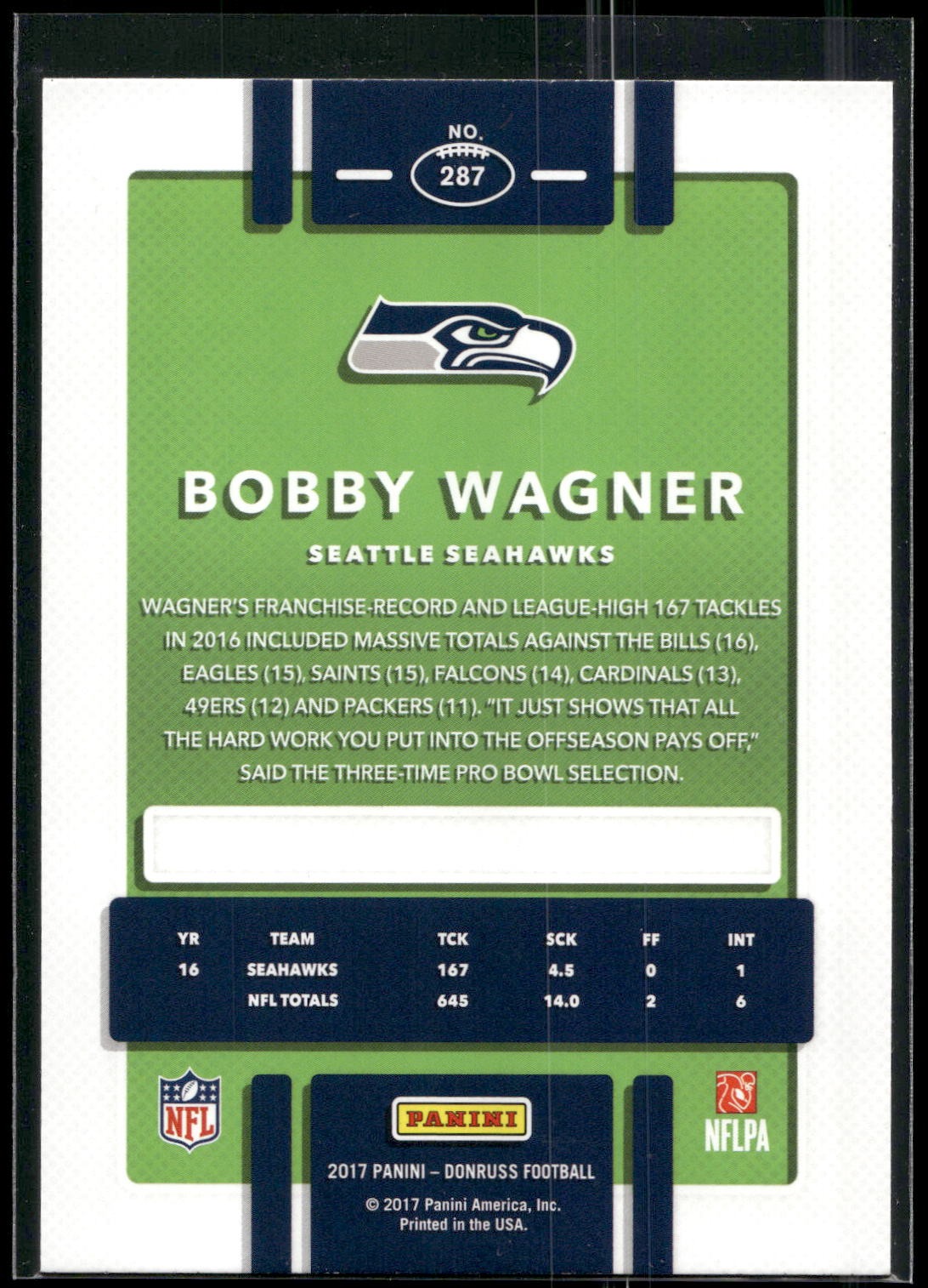 2017 Donruss #287 Bobby Wagner