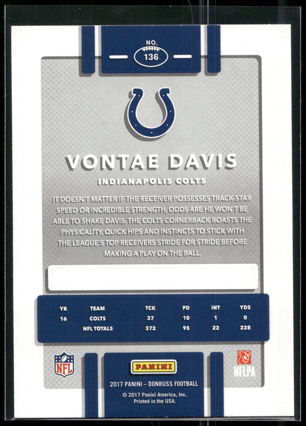 2017 Donruss #136 Vontae Davis