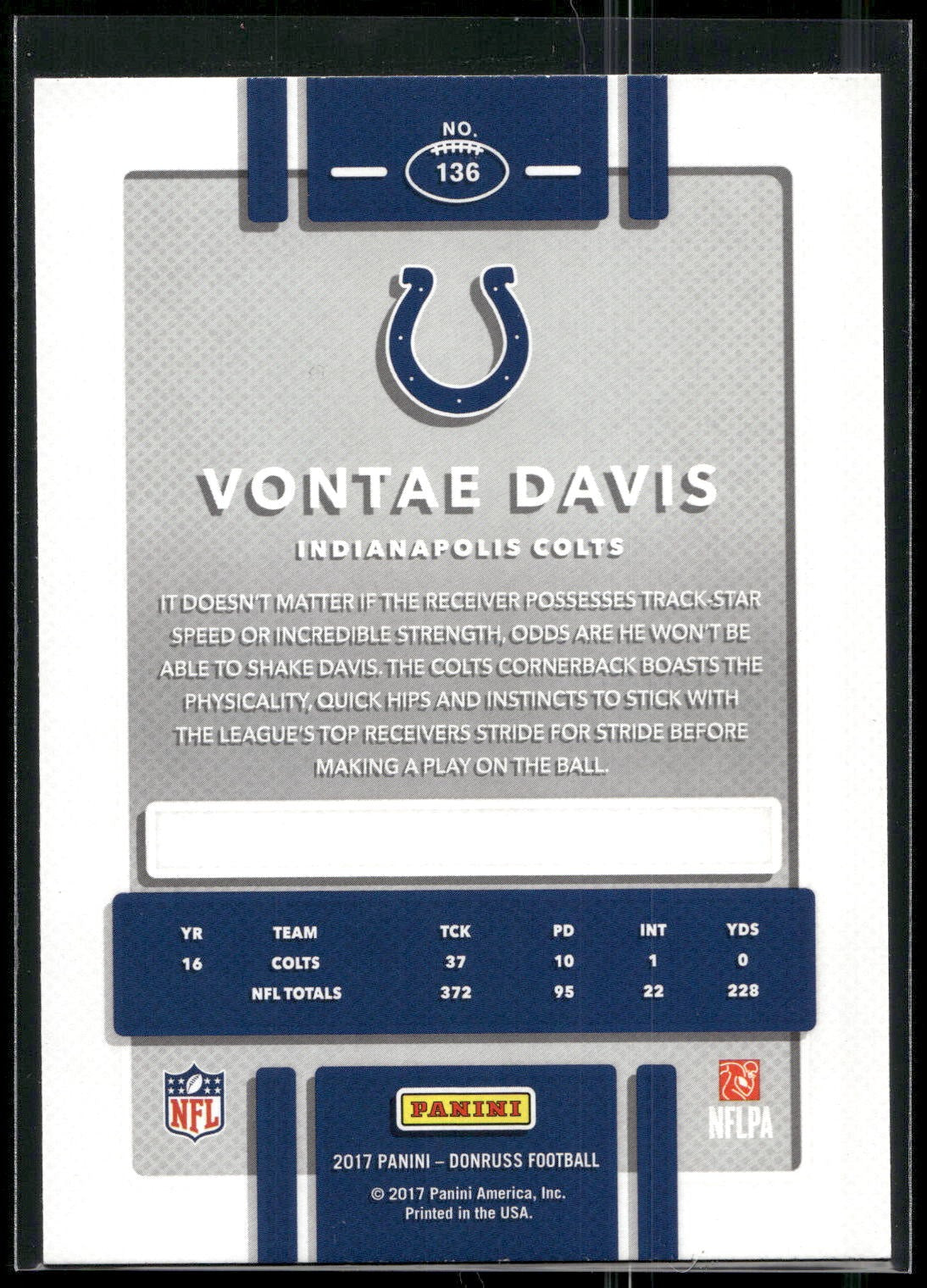 2017 Donruss #136 Vontae Davis