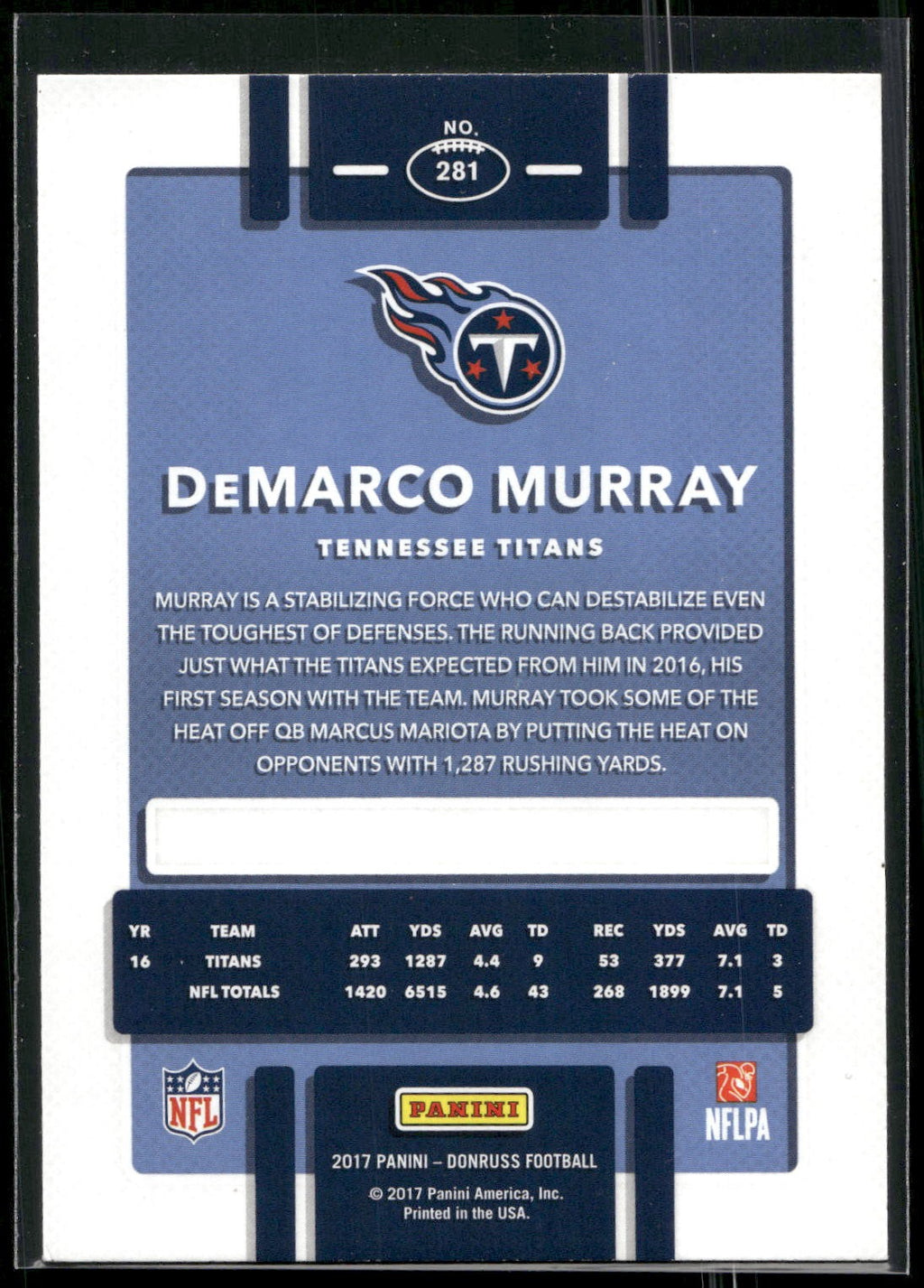 2017 Donruss #281 DeMarco Murray