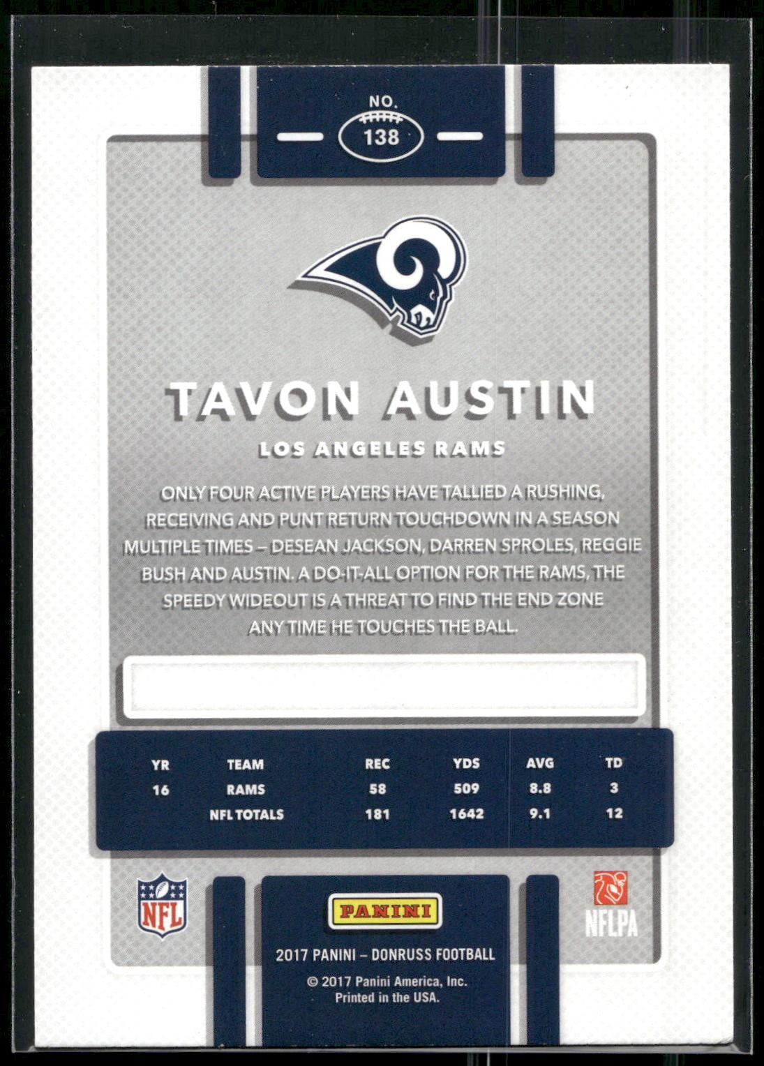 2017 Donruss #138 Tavon Austin