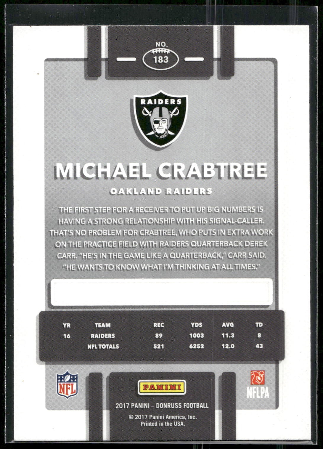 2017 Donruss #183 Michael Crabtree