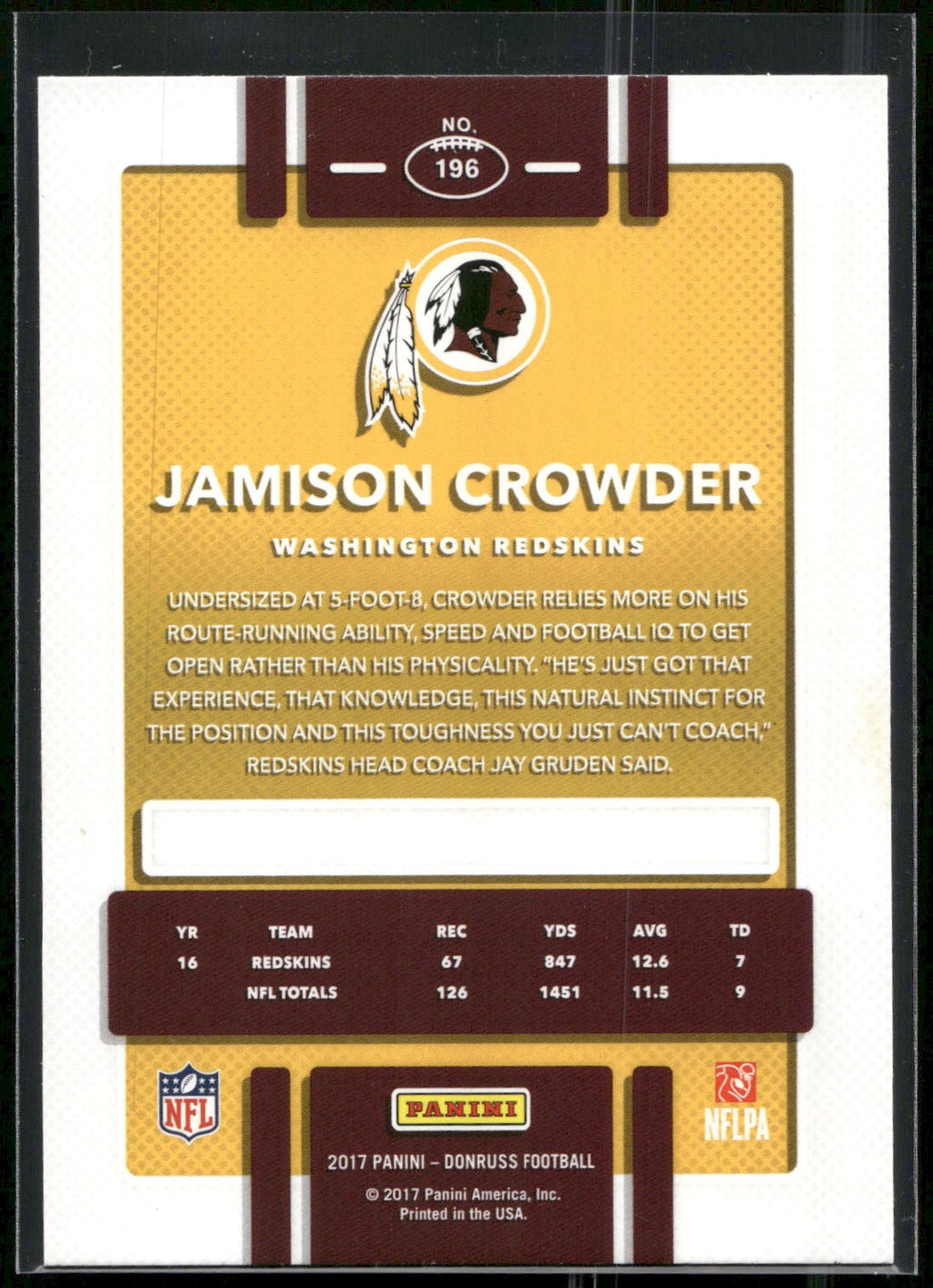 2017 Donruss #196 Jamison Crowder
