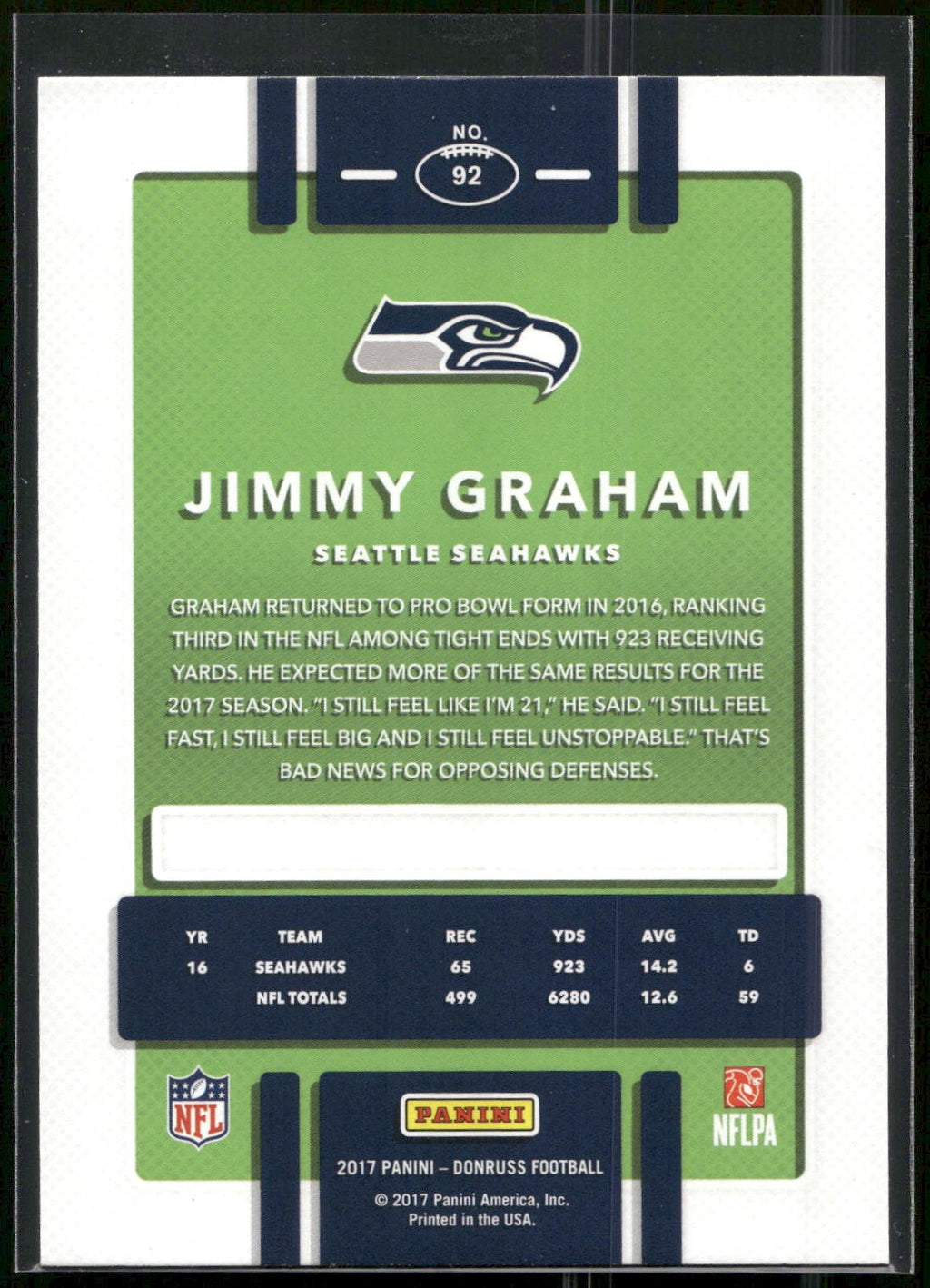 2017 Donruss #92 Jimmy Graham